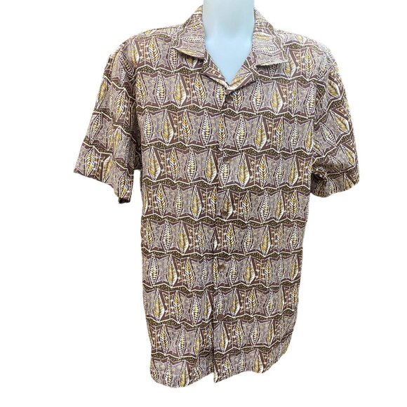Steve Harvey Celebrity ED Hawaiian Mens Shirt XXL Brown Yellow Abstract Pattern - Picture 1 of 12
